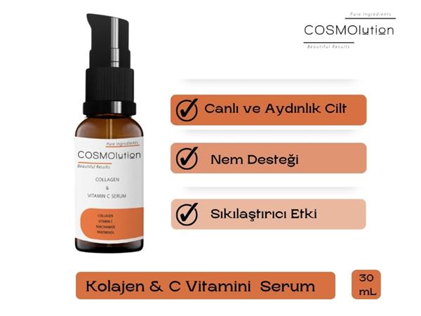 Aydınlatıcı Ve Cilt Tonu Eşitleyici Collagen & C Vitamini Cilt Serumu 30 mL 